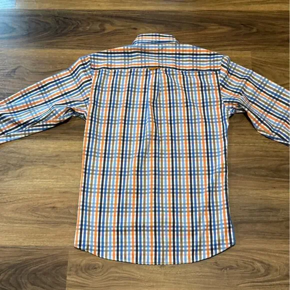Luchiano Visconti Men's Size L Button-Down Shirt  Plaid Orange Blue Black Brown - Picture 4 of 6